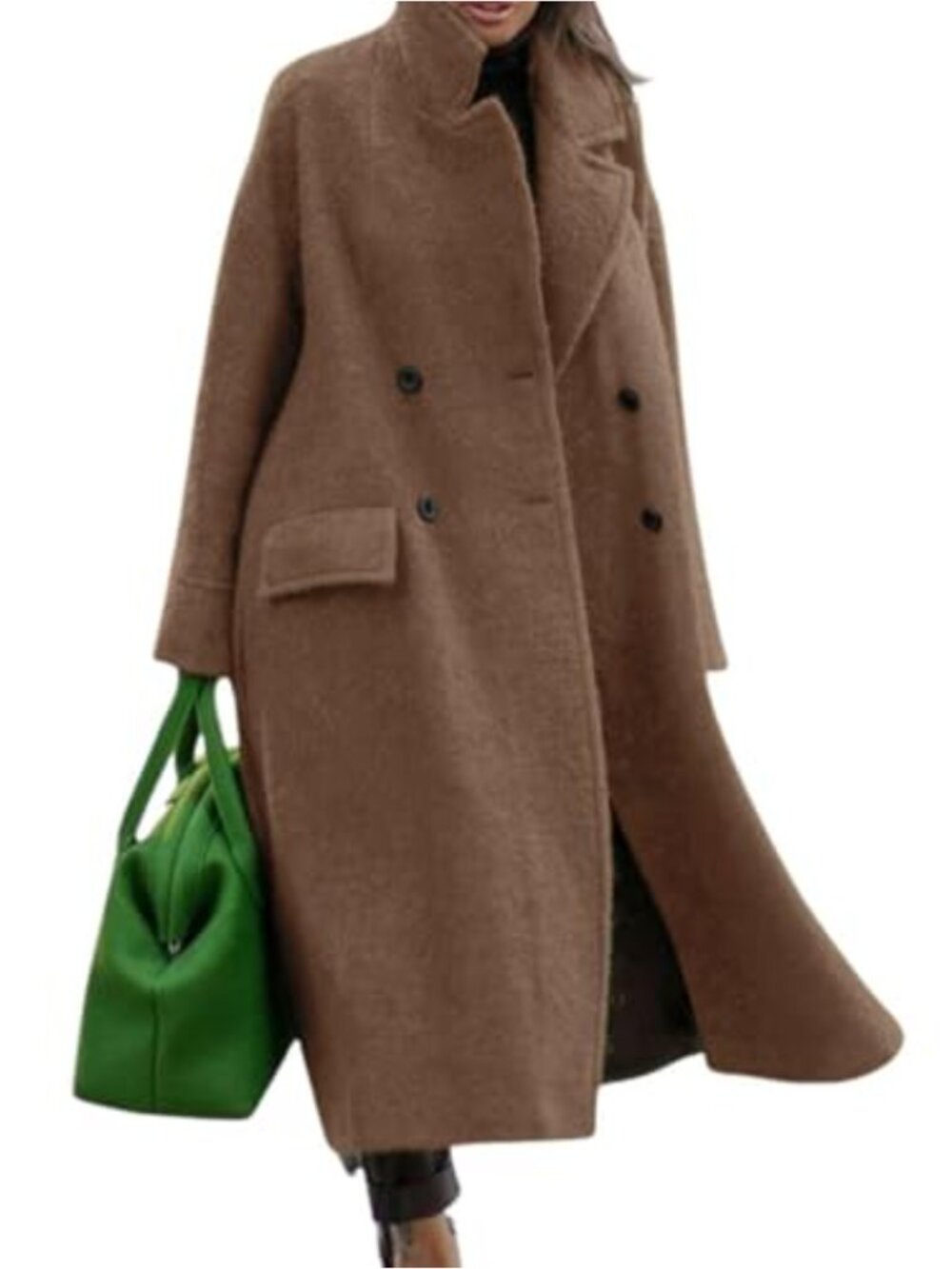 Oversized Wool Blend Double Breast Long Winter Trench Coat